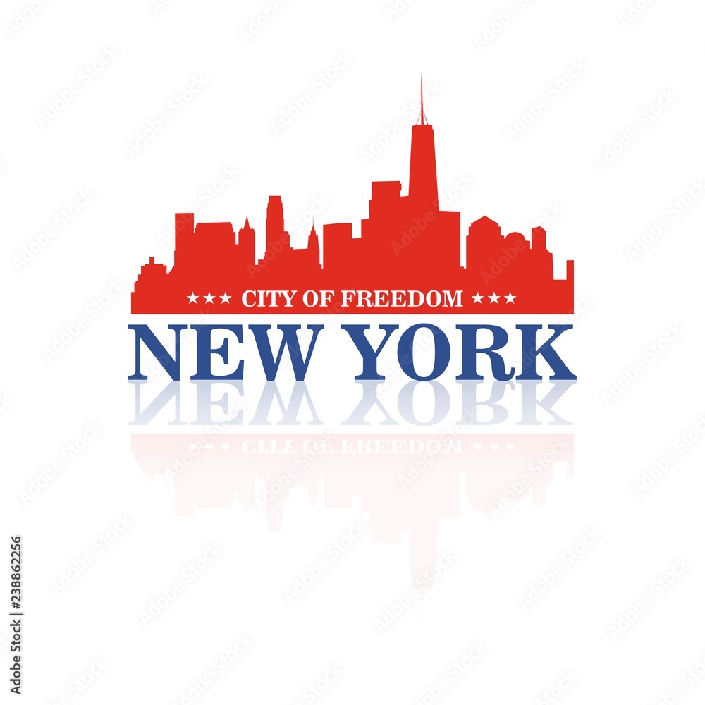Vector New York City silhoette. T-shirt print. Emblem of american city. Fashion illustration