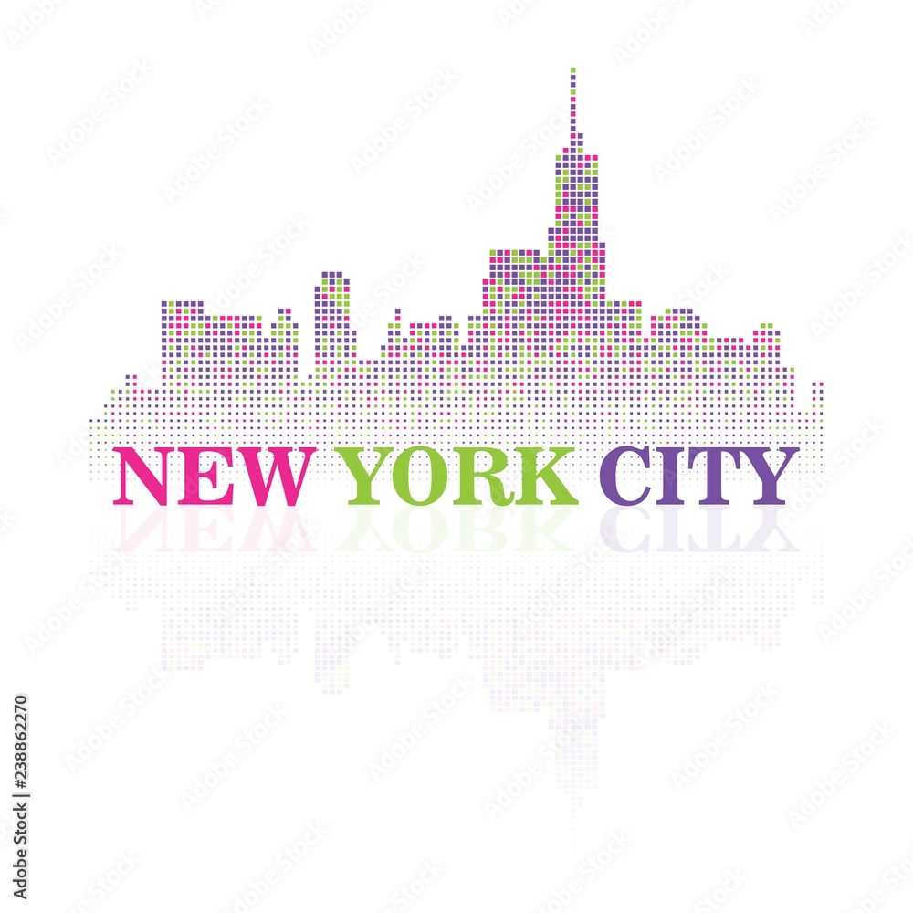 Vector New York City silhoette. T-shirt print. Emblem of american city. Fashion illustration
