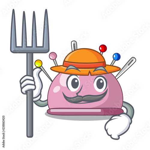 Farmer wicker basket on a pincushion cartoon