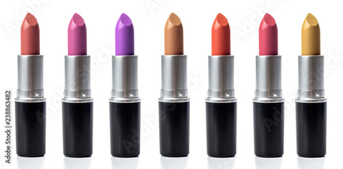 Set of lipstick isolated on white background
