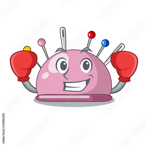 Boxing wicker basket on a pincushion cartoon