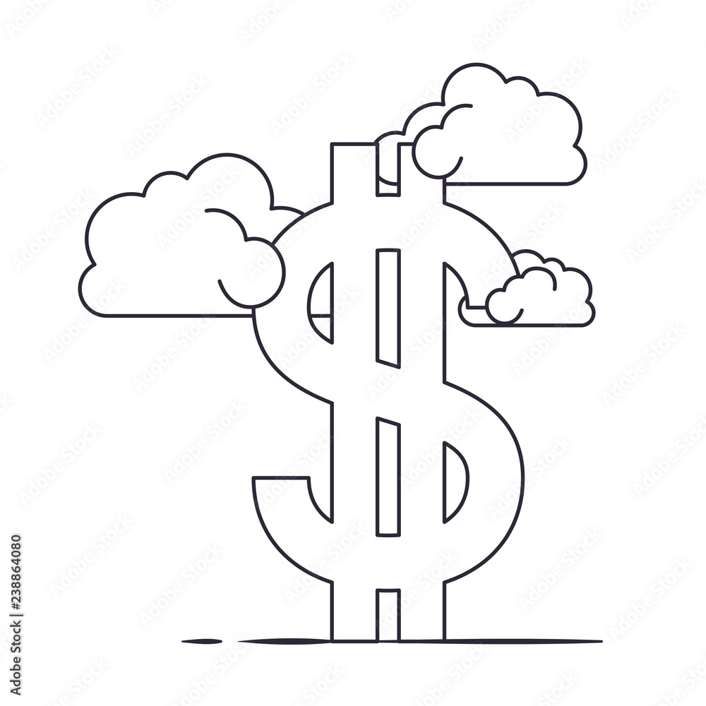 dollar symbol with clouds isolated icon dollar symbol with clouds isolated icon