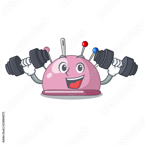 Fitness wicker basket on a pincushion cartoon