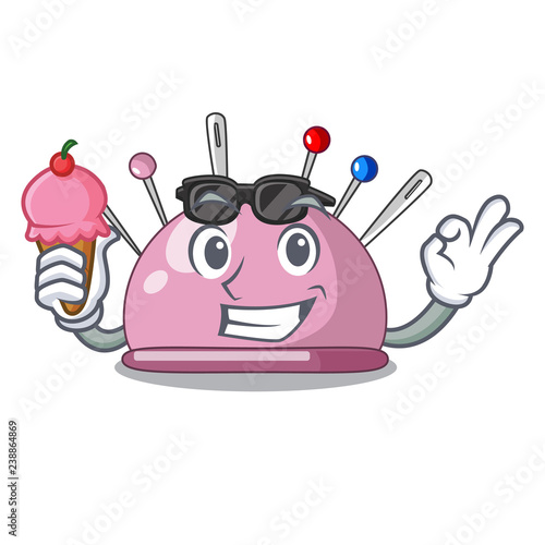 With ice cream pincushion with a character needles icon