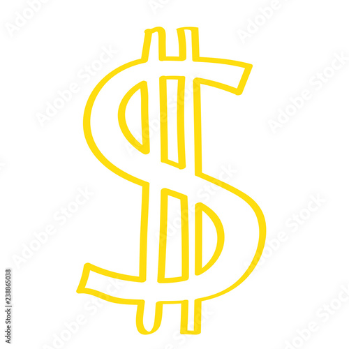 Handgezeichnetes Dollar-Symbol in gelb