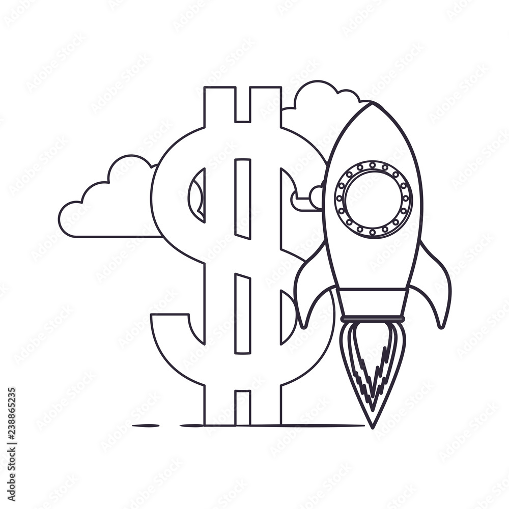 dollar symbol with rocket isolated icon dollar symbol with rocket isolated icon