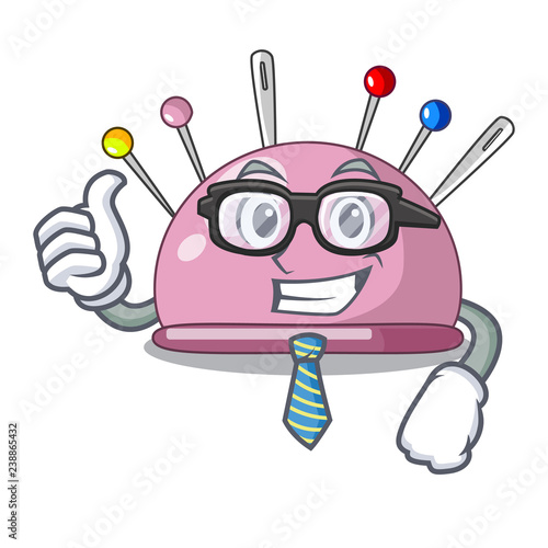 Businessman pincushion with a character needles icon