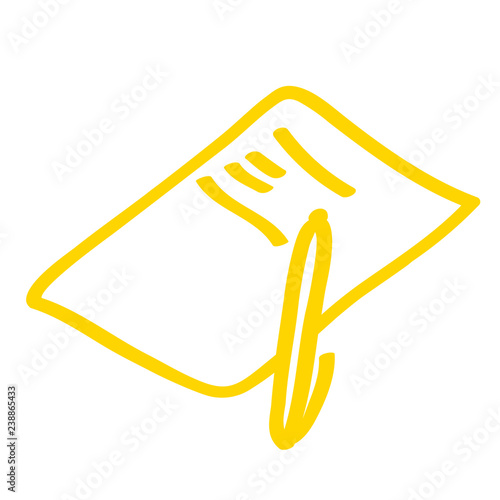 Handgezeichnetes Blatt mit Stift in gelb