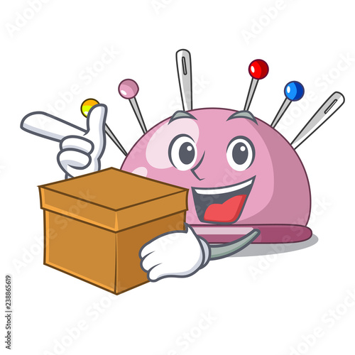 With box pincushion with a character needles icon