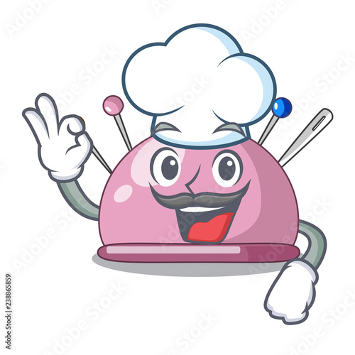 Chef pincushion with a character needles icon