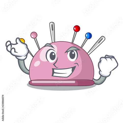 Successful pincushion with a character needles icon
