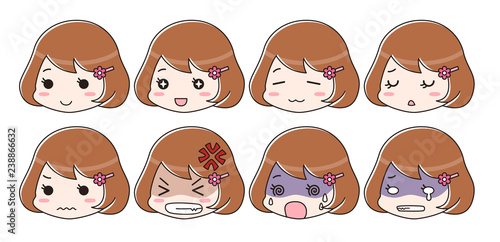 喜怒哀楽　表情セット　茶髪女性