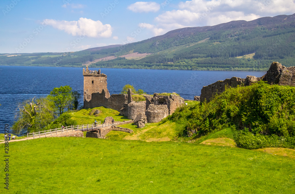 The Urquhart Castle on the shores of Loch ness
