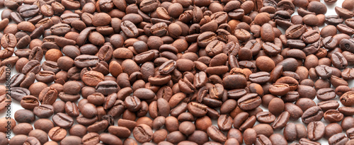 Coffee grains close up. Selective focus