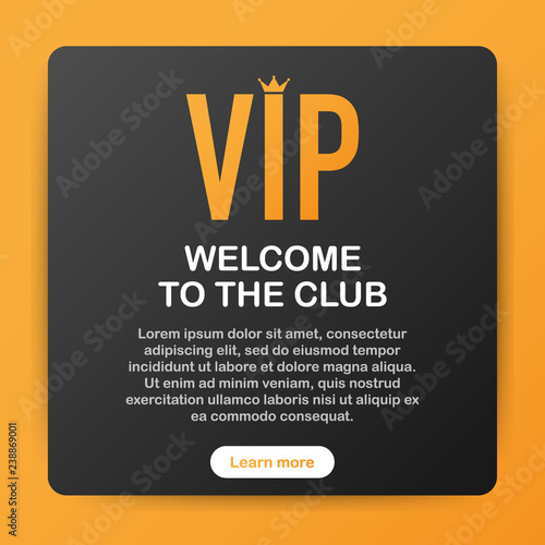 VIP club party premium invitation card poster flyer. Black and golden design template. Vector illustration.