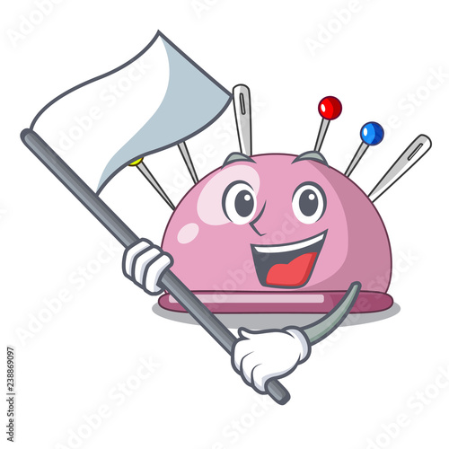 With flag pincushion a cartoon pins for sewing