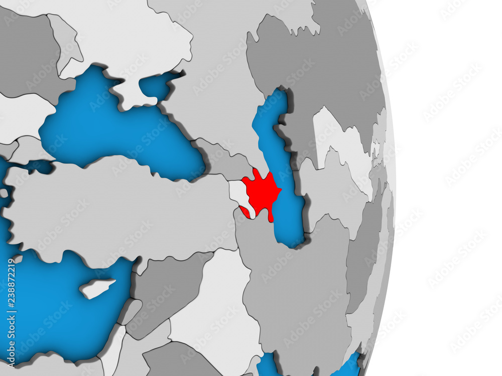 Azerbaijan on simple political 3D globe. Azerbaijan on simple political 3D globe.