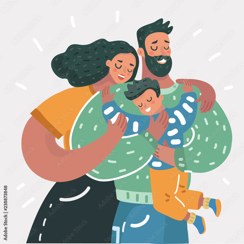 Φωτογραφία cartoon illustration of a young happy family