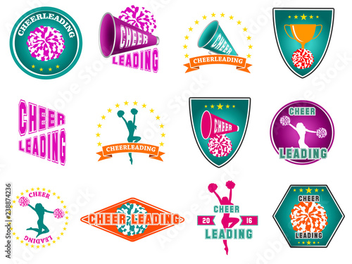 Set of labels, logos for cheerleading photo