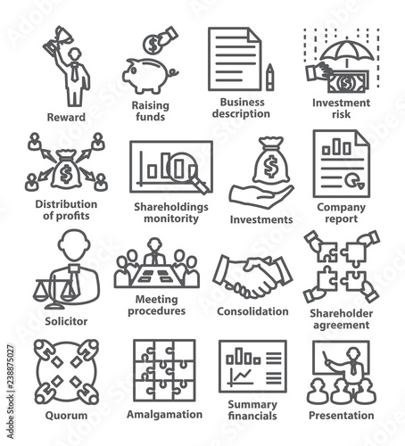 Εκτύπωση καμβά Business management line icons Pack 43