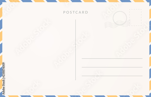 Empty postcard template. Moder travel card design.