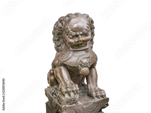 Thailand Lion Statue in Temple on isolated background