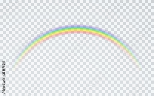 Rainbow icon isolated on transparent background. Spectrum fantasy pattern. Vector realistic translucent sky element template.