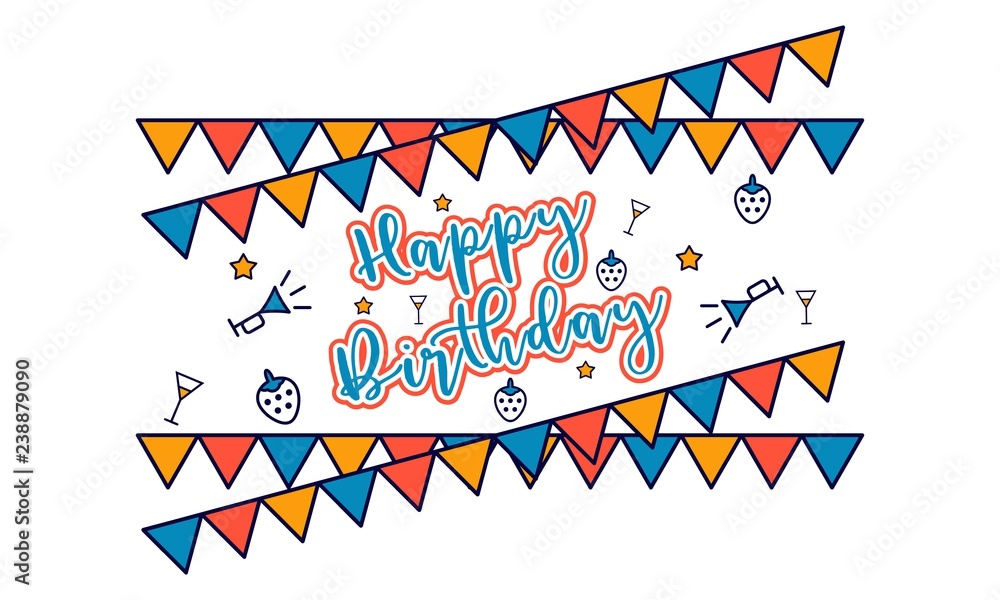 Obraz premium Happy Birthday Vector Template 