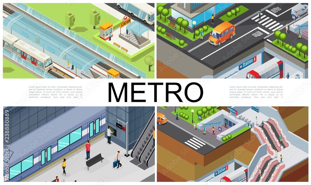 Isometric City Subway Composition Isometric City Subway Composition