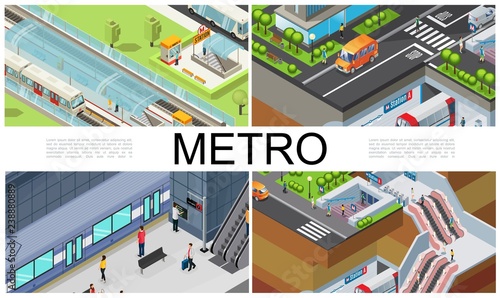 Isometric City Subway Composition
