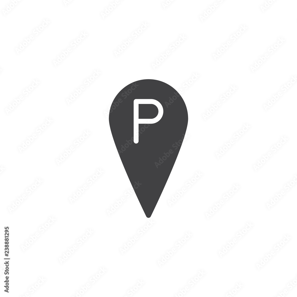 Parking location pin vector icon. filled flat sign for mobile concept and web design. Parking map marker simple solid icon. Symbol, logo illustration. Pixel perfect vector graphics Parking location pin vector icon. filled flat sign for mobile concept and web design. Parking map marker simple solid icon. Symbol, logo illustration. Pixel perfect vector graphics