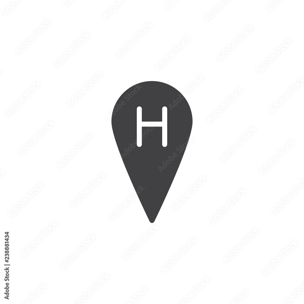 Hotel location pin vector icon. filled flat sign for mobile concept and web  design. Hotel position map marker simple solid icon. Symbol, logo  illustration. Pixel perfect vector graphics Stock Vector | Adobe