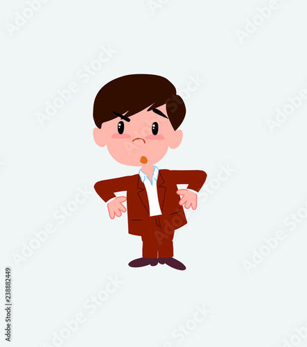 Businessman in casual style with an expression of unpleasant surprise.