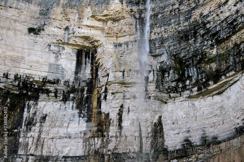 waterfall falls from a cliff from a height of 900 meters