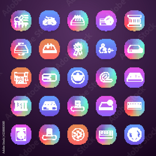 Orthopedic mattress app icons set