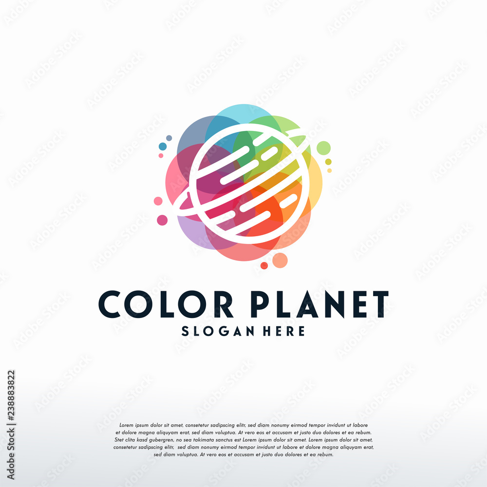 Colorful Planet logo vector, Globe logo designs template, design concept, logo, logotype element for template