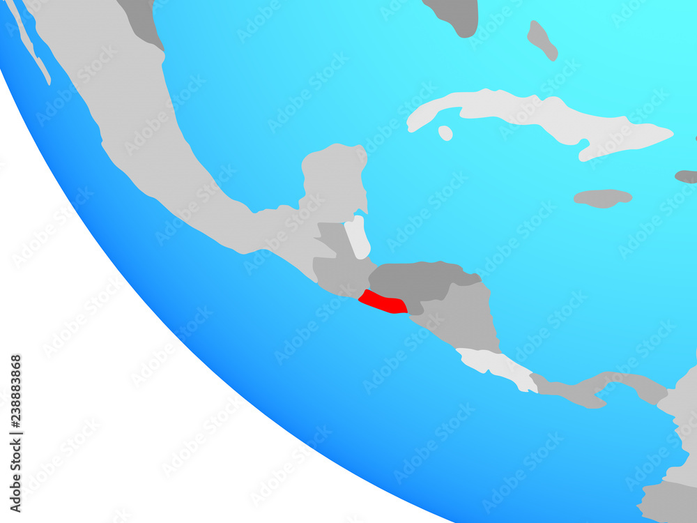 El Salvador on simple globe. El Salvador on simple globe.