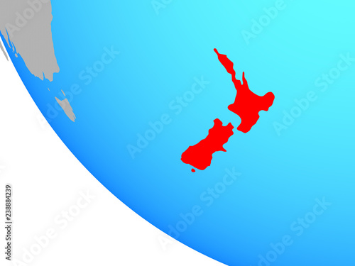 New Zealand on simple globe.