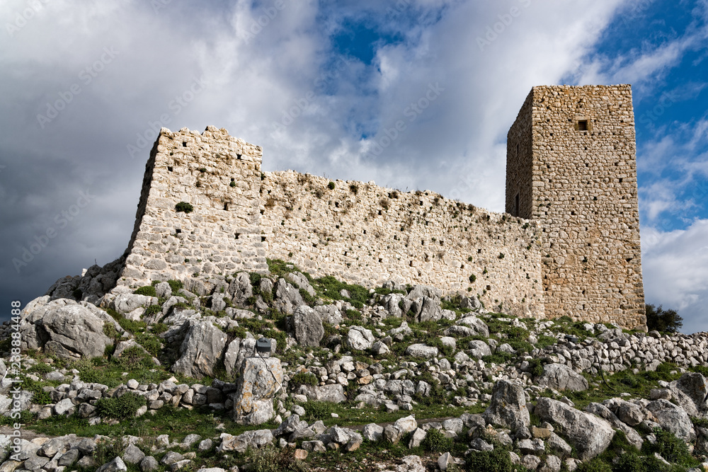View of the historical Castle of Agionori in Peloponnese, Greece