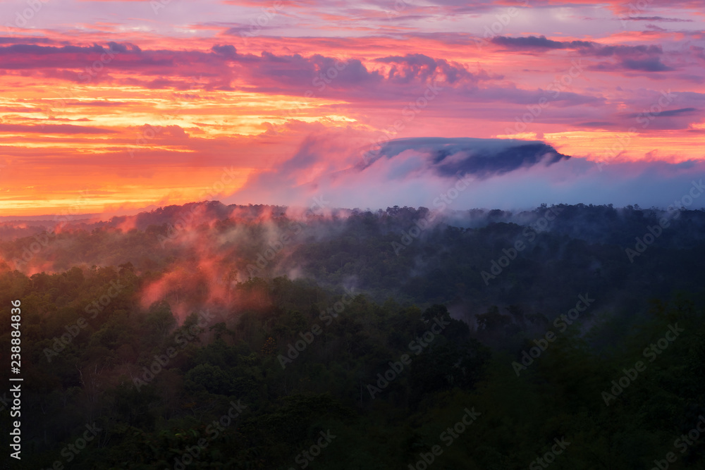 Mountain view of sunrise view point of Nam Nao national park in tropical forest in Phetchabun and Chaiyaphum provinces in northeast Thailand Mountain view of sunrise view point of Nam Nao national park in tropical forest in Phetchabun and Chaiyaphum provinces in northeast Thailand