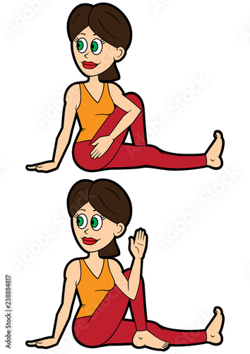 Yoga asana set half lord of the fishes or a seated spinal twist pose