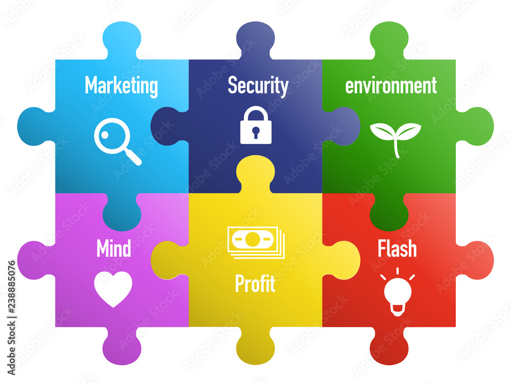 6 pieces Puzzle business icon 6 pieces Puzzle business icon