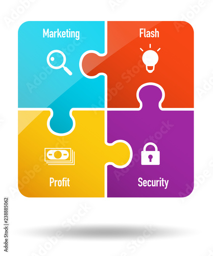 4 pieces Puzzle business icon