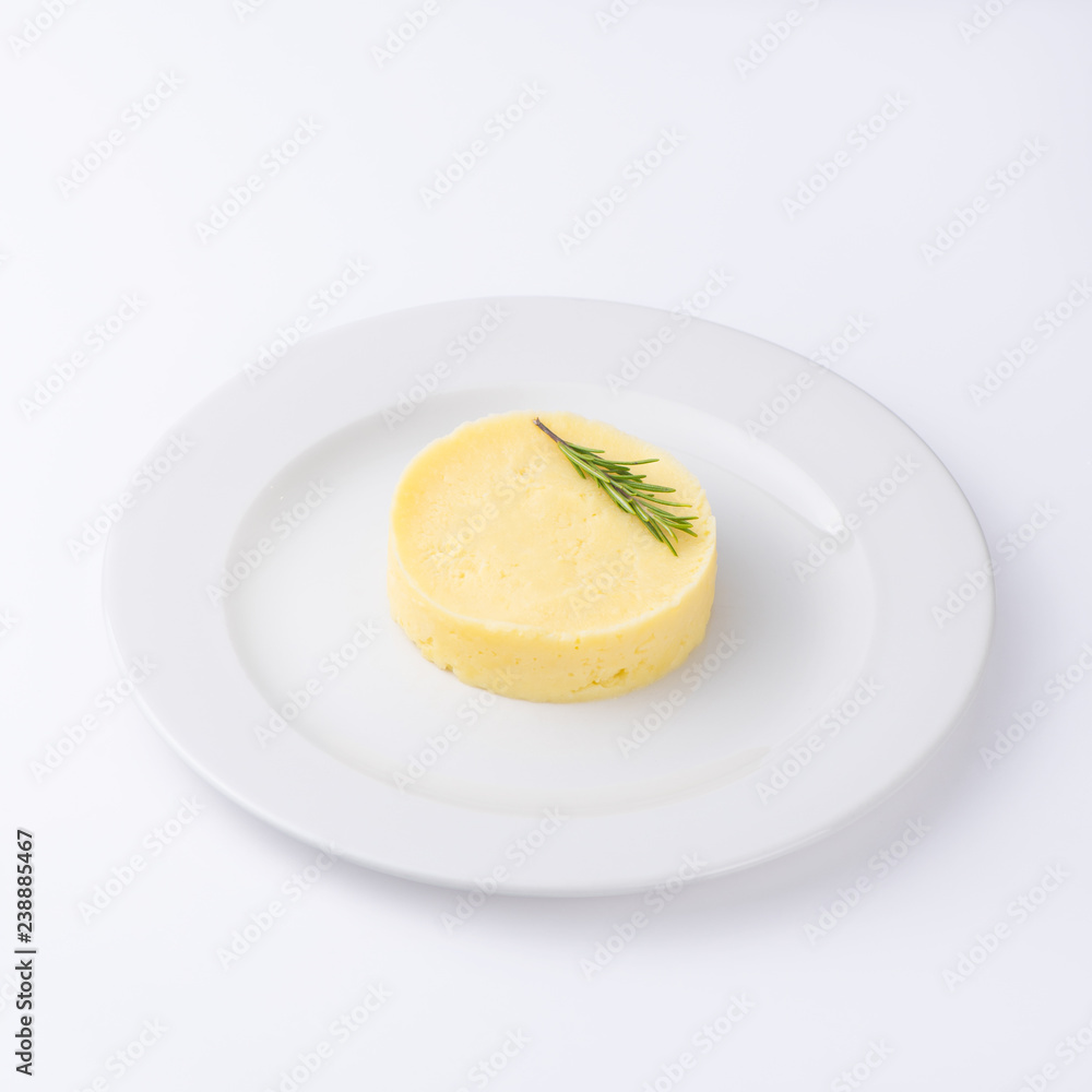 Mashed potatoes. Restaurant menu. White background. Mashed potatoes. Restaurant menu. White background.