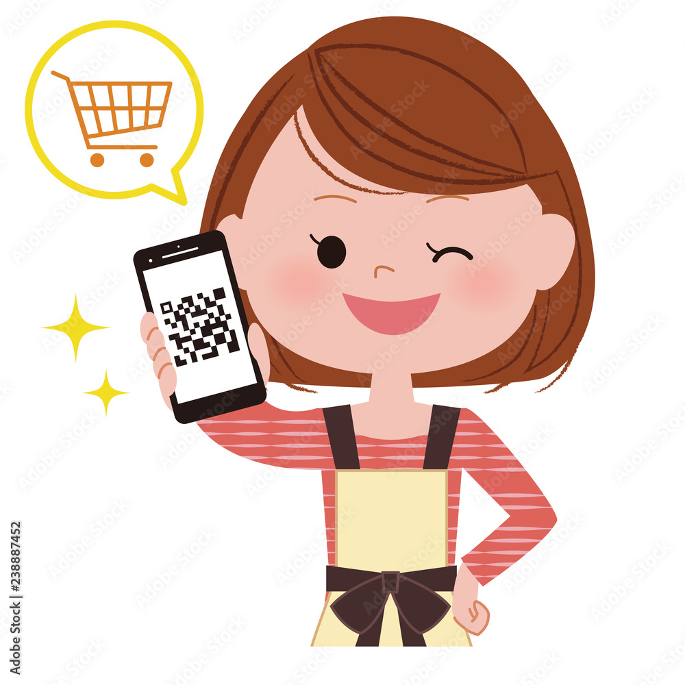 スマートフォンで買い物をする女性 スマートフォンで買い物をする女性