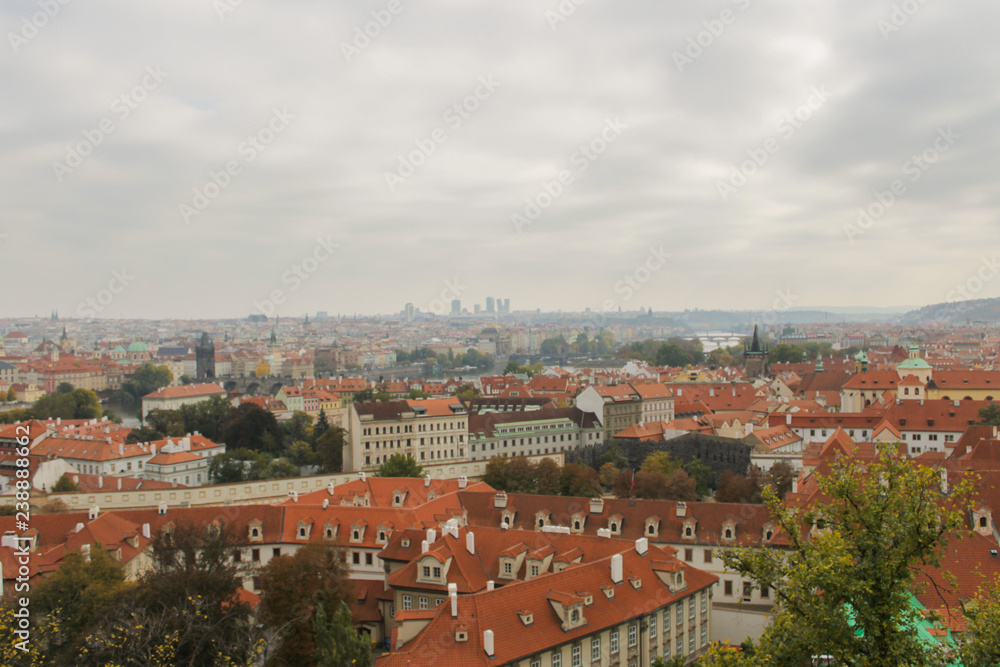 Panorama of Prague from Prague castle. Cityscape amazing view