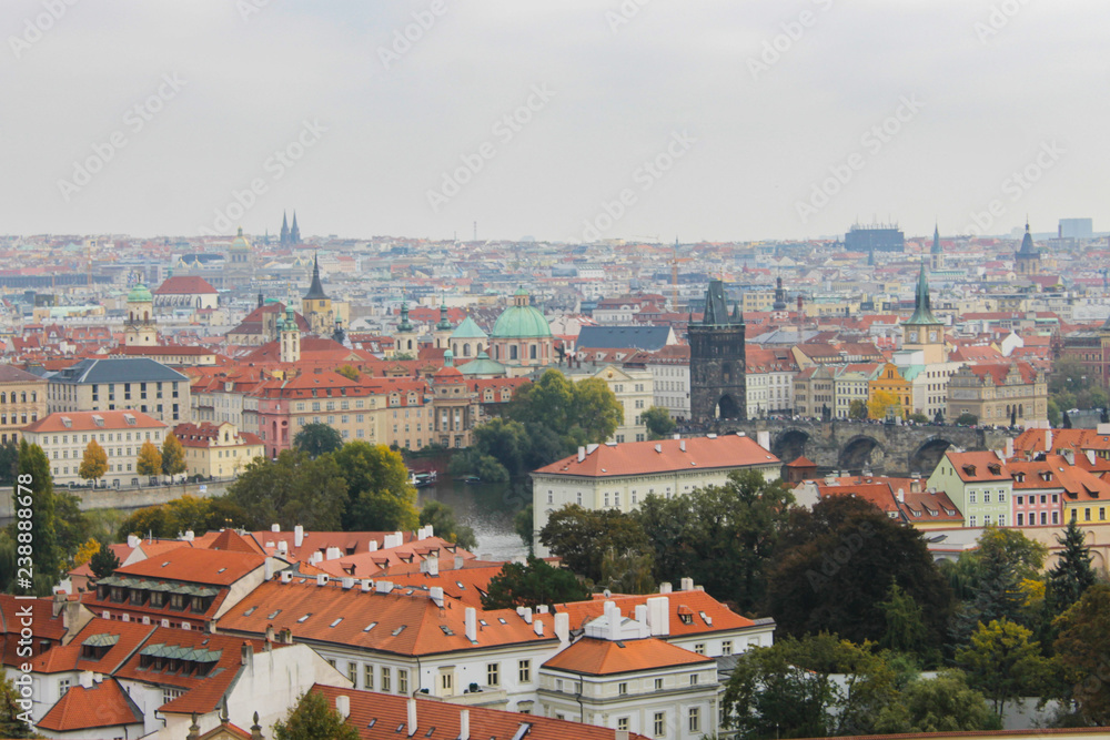 Panorama of Prague from Prague castle. Cityscape amazing view