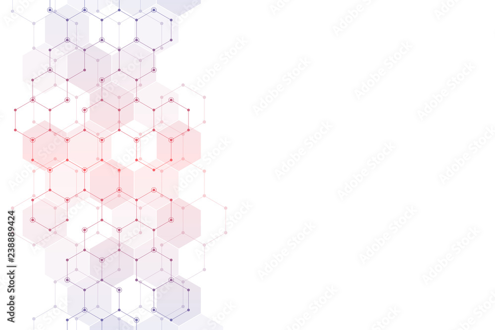 Geometric abstract background with hexagons elements. Medical background texture for modern design.