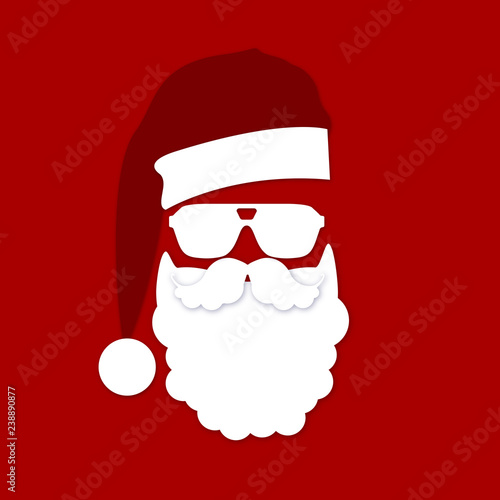 Weihnachtsmann Nikolaus Vollbart Weihnachtsmütze Sonnenbrille