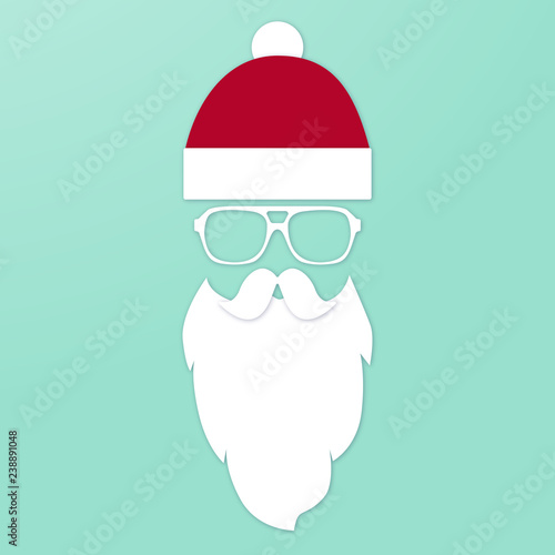 Geschenkkarte mit Hipster Weihnachtsmann und Hornbrille